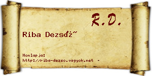 Riba Dezső névjegykártya